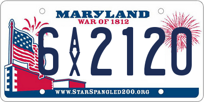 MD license plate 6AX2120