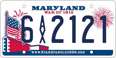 MD license plate 6AX2121