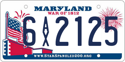 MD license plate 6AX2125
