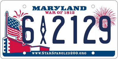 MD license plate 6AX2129