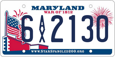MD license plate 6AX2130