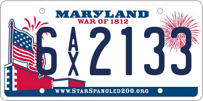 MD license plate 6AX2133