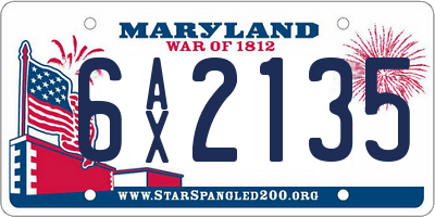 MD license plate 6AX2135