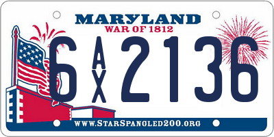 MD license plate 6AX2136