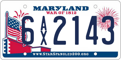 MD license plate 6AX2143