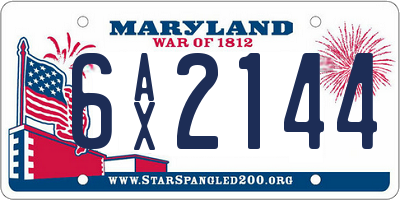 MD license plate 6AX2144