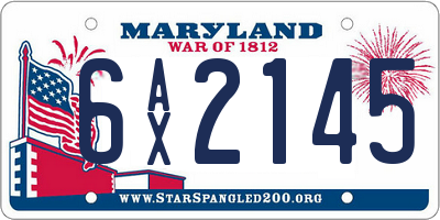 MD license plate 6AX2145
