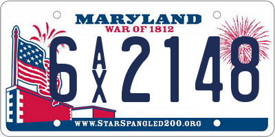 MD license plate 6AX2148