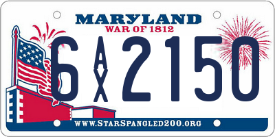 MD license plate 6AX2150