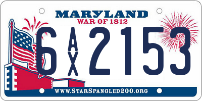 MD license plate 6AX2153
