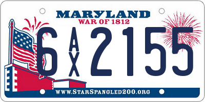 MD license plate 6AX2155