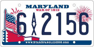 MD license plate 6AX2156