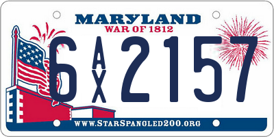 MD license plate 6AX2157
