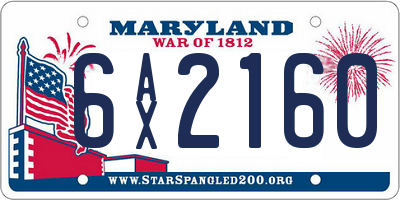 MD license plate 6AX2160