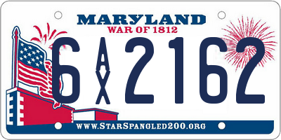 MD license plate 6AX2162