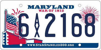 MD license plate 6AX2168