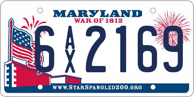 MD license plate 6AX2169