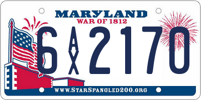 MD license plate 6AX2170