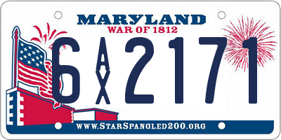 MD license plate 6AX2171