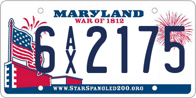 MD license plate 6AX2175