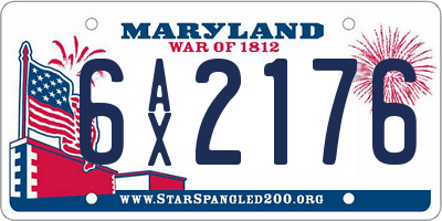 MD license plate 6AX2176