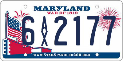 MD license plate 6AX2177