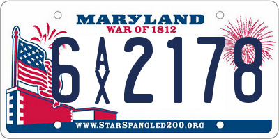 MD license plate 6AX2178