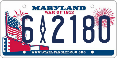 MD license plate 6AX2180