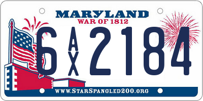 MD license plate 6AX2184