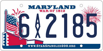 MD license plate 6AX2185