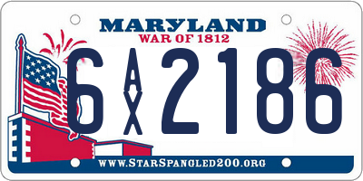 MD license plate 6AX2186