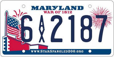 MD license plate 6AX2187