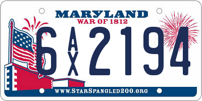 MD license plate 6AX2194