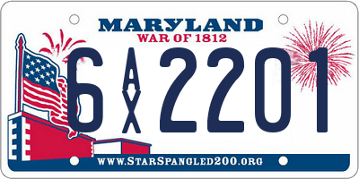 MD license plate 6AX2201