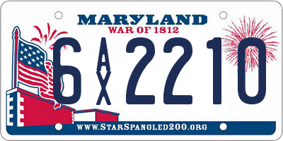 MD license plate 6AX2210