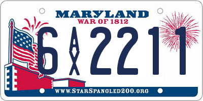 MD license plate 6AX2211