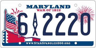 MD license plate 6AX2220