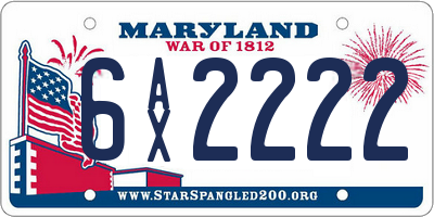 MD license plate 6AX2222