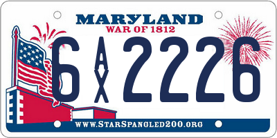 MD license plate 6AX2226