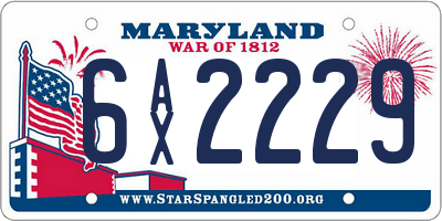 MD license plate 6AX2229