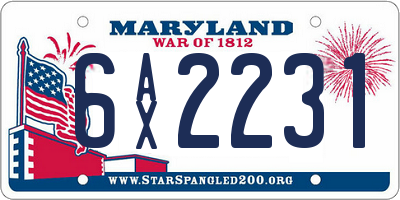 MD license plate 6AX2231
