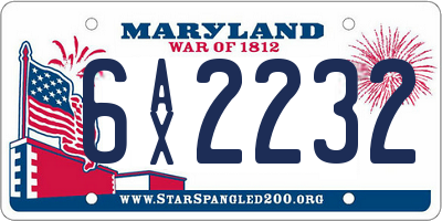 MD license plate 6AX2232