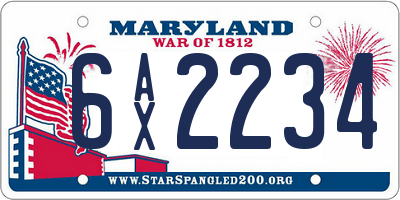 MD license plate 6AX2234