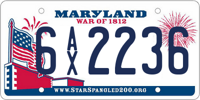 MD license plate 6AX2236