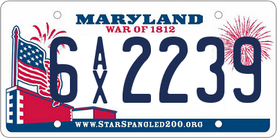 MD license plate 6AX2239
