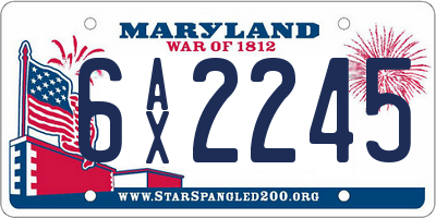 MD license plate 6AX2245