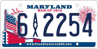 MD license plate 6AX2254