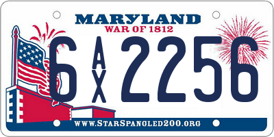 MD license plate 6AX2256