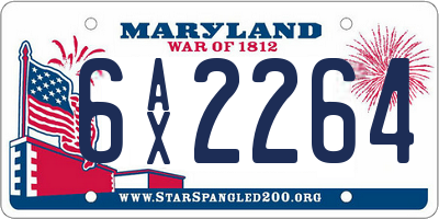 MD license plate 6AX2264