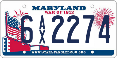 MD license plate 6AX2274